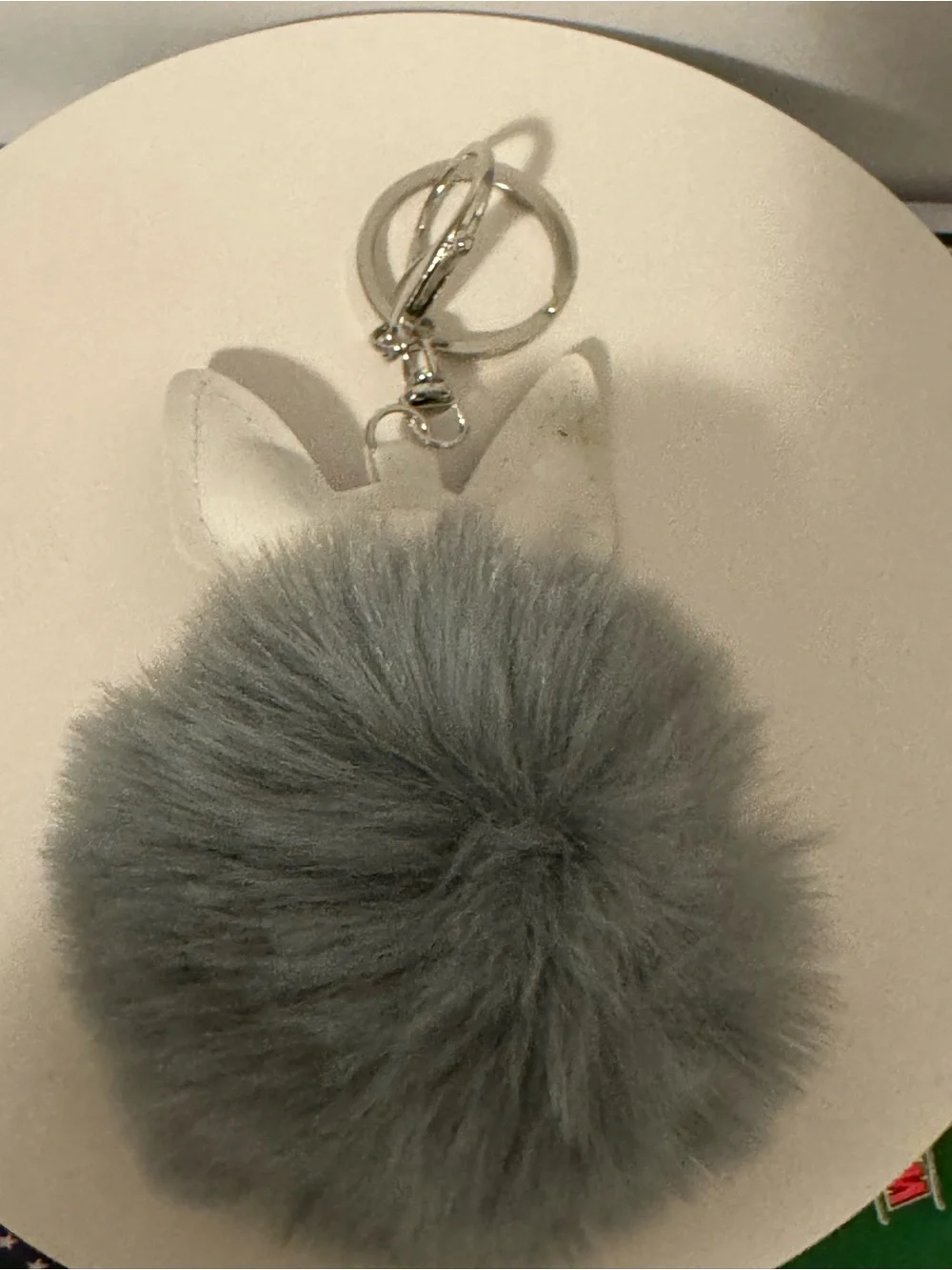 French Bulldog Dog Pom Pom Keychain Faux Fur PU